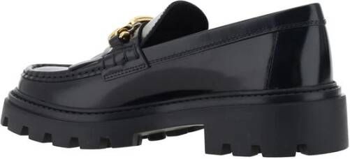 TOD'S Leren Loafers met Blokhak Black Dames