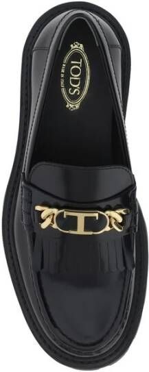 TOD'S Leren Loafers met Blokhak Black Dames