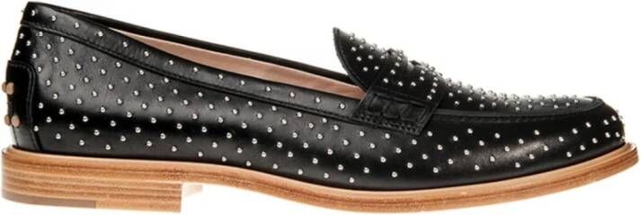 TOD'S Leren Loafers met Metalen Applicaties Black Dames