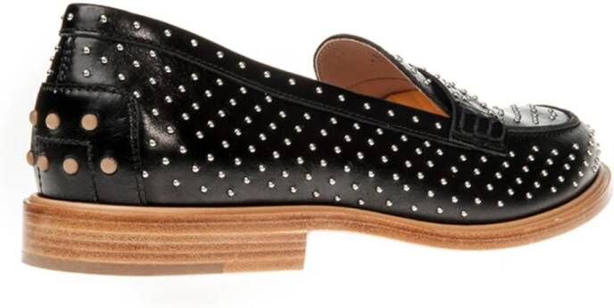 TOD'S Leren Loafers met Metalen Applicaties Black Dames