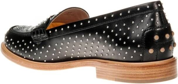 TOD'S Leren Loafers met Metalen Applicaties Black Dames