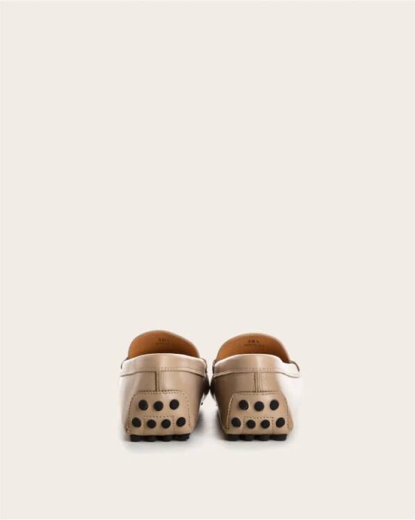 TOD'S Leren Loafers met Metalen Detail Beige Dames