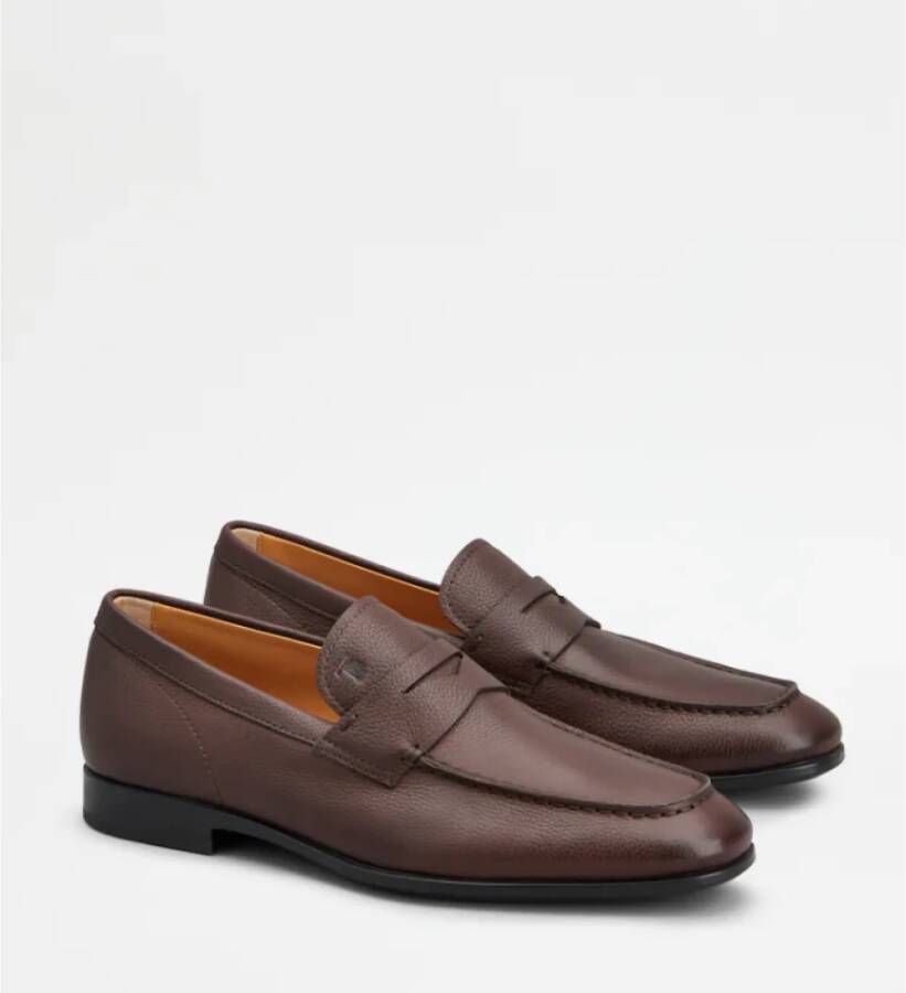 TOD'S Leren Mocassin Schoenen met Rubberen Zool Brown Heren