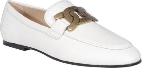 TOD'S Leren mocassins met metalen logo-accessoire White Dames