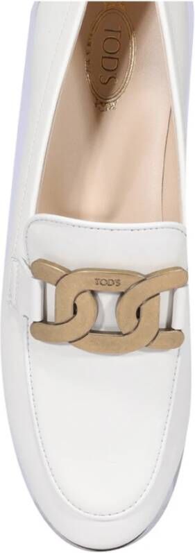 TOD'S Leren mocassins met metalen logo-accessoire White Dames
