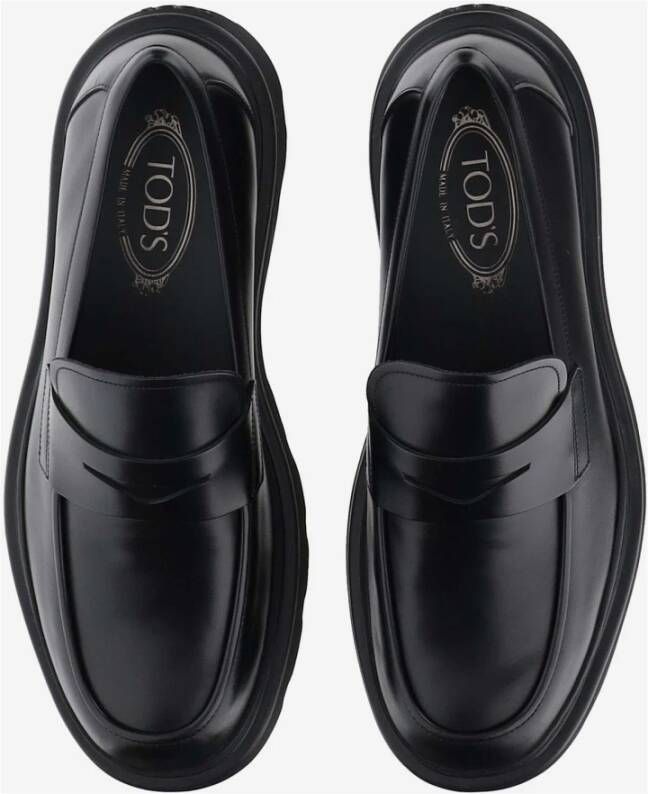 TOD'S Leren Mocassins met Rubberen Zool Black Heren