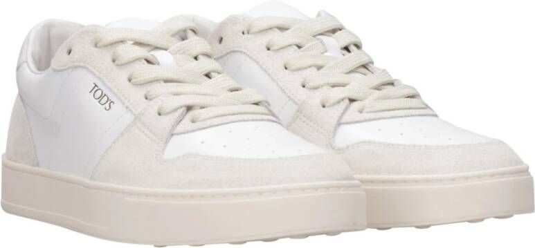 TOD'S Leren Sneakers met Logo Ingelegd White Heren