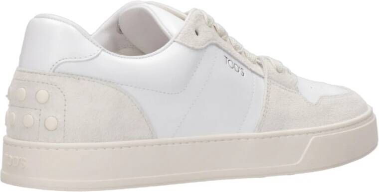 TOD'S Leren Sneakers met Logo Ingelegd White Heren