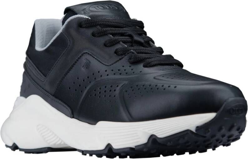 TOD'S Leren Sneakers met Nylon Inzetstukken Black Dames