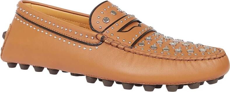 TOD'S Leren studs loafers Brown Dames