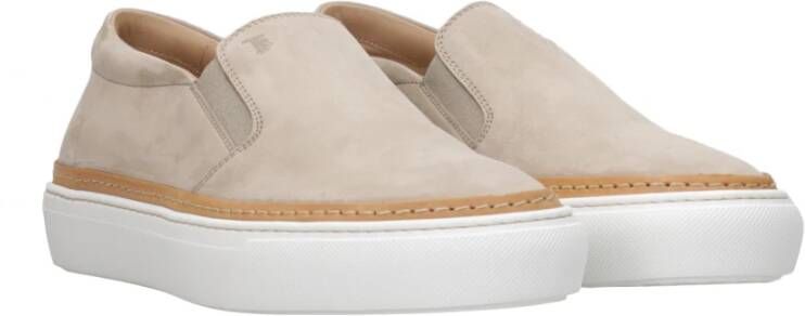 TOD'S Lichtgrijze Slip-on Sneakers met Nubuck Bovenwerk Gray Heren