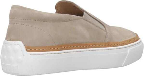 TOD'S Lichtgrijze Slip-on Sneakers met Nubuck Bovenwerk Gray Heren