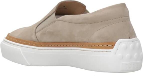 TOD'S Lichtgrijze Slip-on Sneakers met Nubuck Bovenwerk Gray Heren