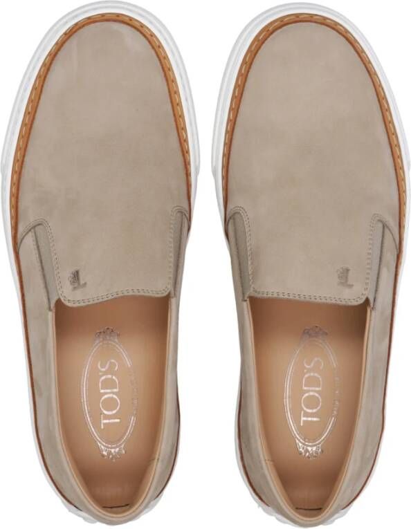 TOD'S Lichtgrijze Slip-on Sneakers met Nubuck Bovenwerk Gray Heren