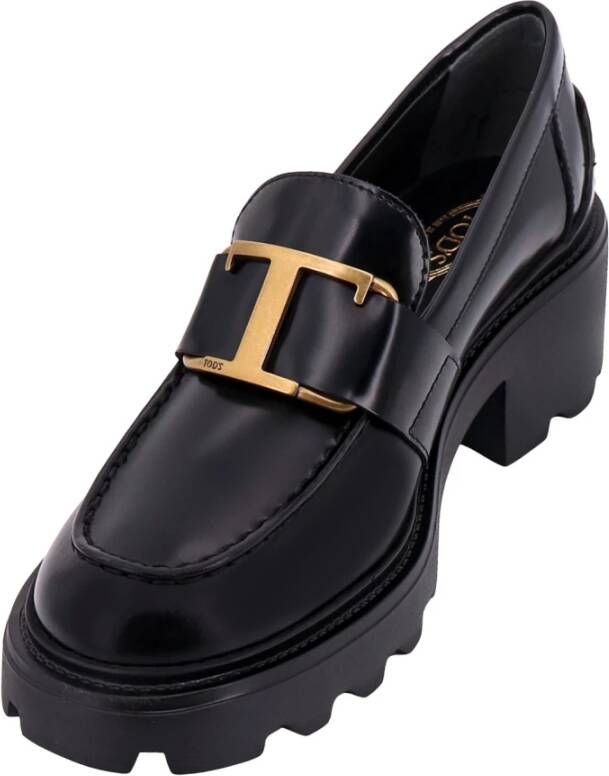 TOD'S Zwarte elegante loafers met middelhak Black Dames