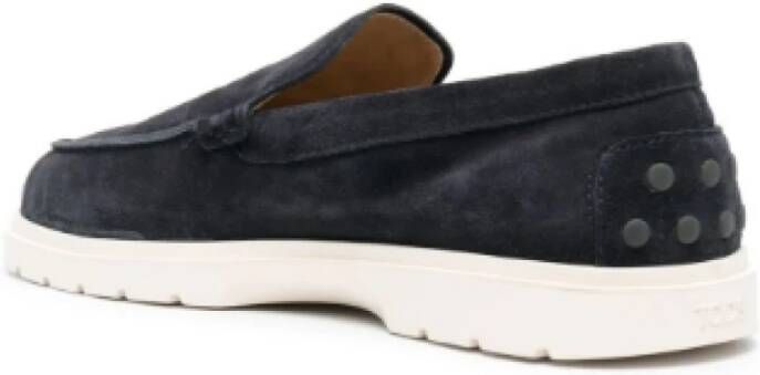 TOD'S Stijlvolle Blauwe Suède Mocassins Black Heren