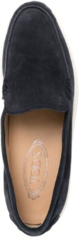 TOD'S Stijlvolle Blauwe Suède Mocassins Black Heren