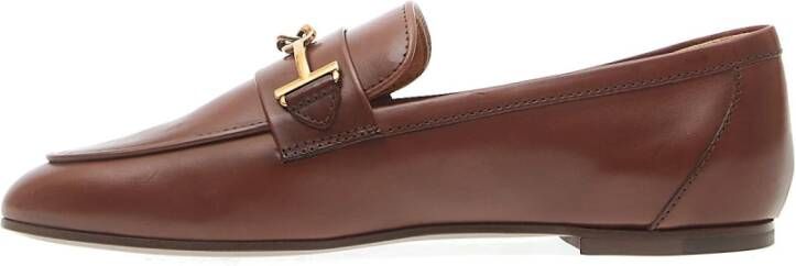 TOD'S Bruine Leren Loafer Schoenen Brown Dames