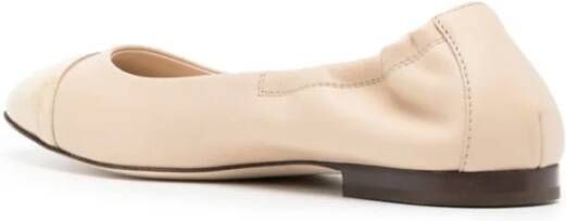 TOD'S Logo Strap Leren Ballerina's Off White Dames