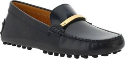 TOD'S Messing Logo Loafers met Non-Slip Sole Black Dames