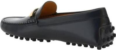 TOD'S Messing Logo Loafers met Non-Slip Sole Black Dames