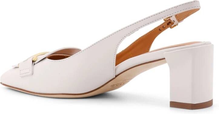 TOD'S Metalen Detail Leren Slingback Hakken Beige Dames