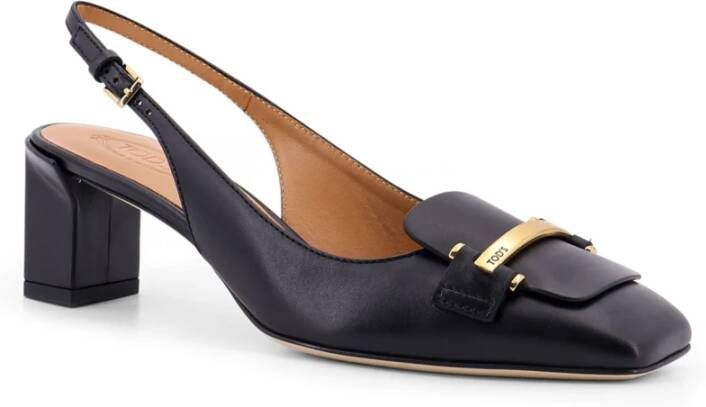 TOD'S Metalen Detail Leren Slingback Hakken Black Dames