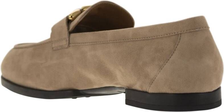 TOD'S Mocassin in nubuck met metalen ketting Beige Dames