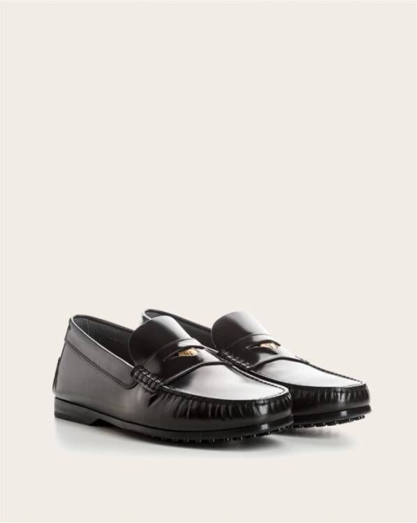 TOD'S Mocassins van geborsteld kalfsleer met metalen accessoire Black Heren