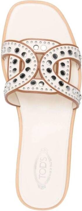 TOD'S Mousse Leren Stud Sandaal White Dames