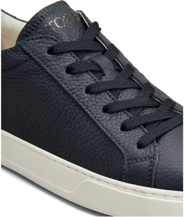 TOD'S Navy Blauw Korrelig Leren Sneakers Black Heren