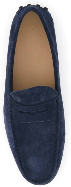 TOD'S Suède Driver Loafers met Penny Bar Blue Heren