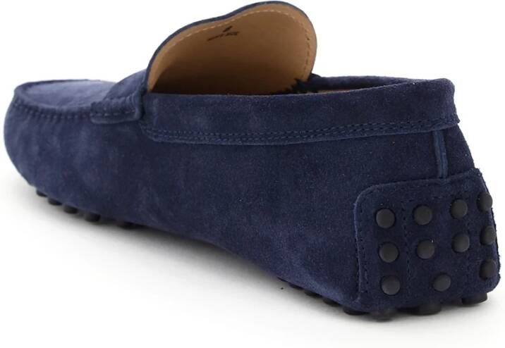 TOD'S Suède Driver Loafers met Penny Bar Blue Heren