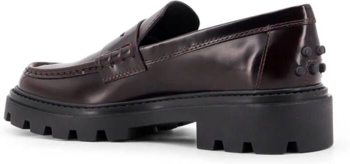 TOD'S Patent Leren Loafer met Monogram Detail Brown Dames