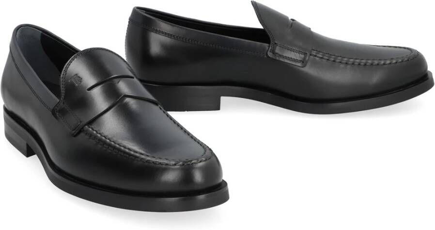 TOD'S Kalfsleren Penny Bar Loafers Black Heren