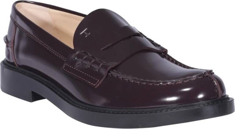 TOD'S Plat Schoenen Bordeaux Slipper Red Dames