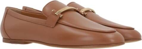 TOD'S Platte leren mocassinschoenen Brown Dames