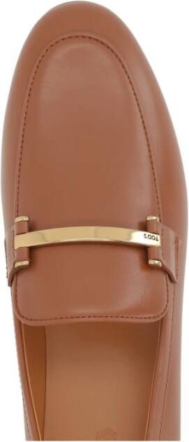 TOD'S Platte leren mocassinschoenen Brown Dames