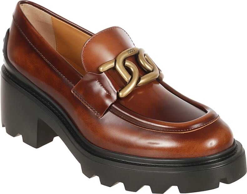 TOD'S Platte schoenen met kettingdetail Brown Dames