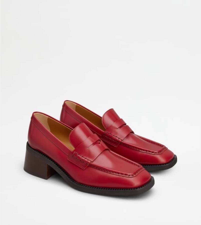 TOD'S Rode leren instapper met hak Red Dames