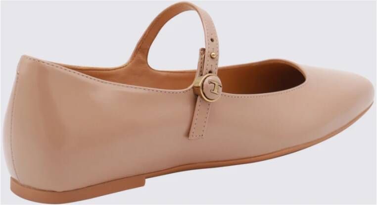 TOD'S Roze Leren Gesp Platte Schoenen Pink Dames