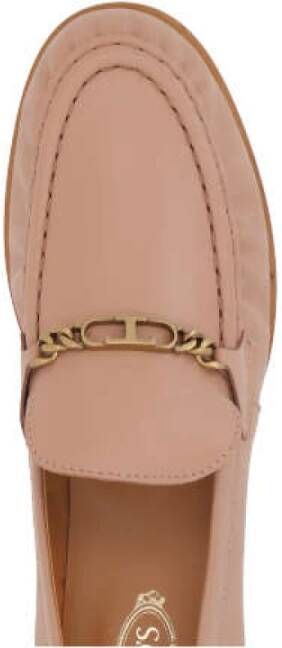 TOD'S Roze Leren T Chain Mocassin Pink Dames