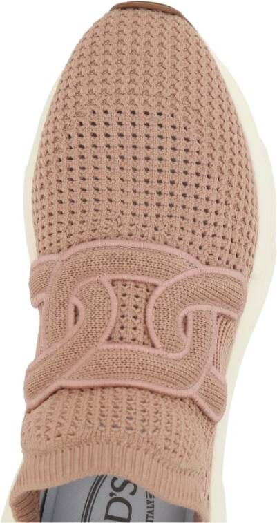 TOD'S Roze Slip-On Sneakers met Ketting Patch Beige Dames