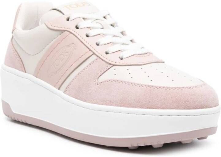 TOD'S Roze Suède Sneakers Pink Dames