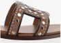 TOD'S Bruine leren kruisband sliders met studs Brown Dames - Thumbnail 5