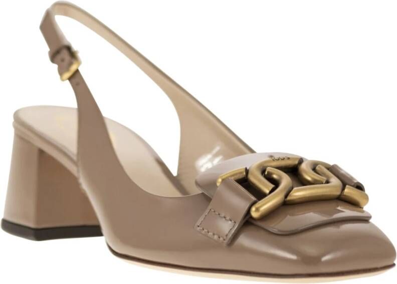 TOD'S Slingback Kate Pump met vierkante neus Beige Dames