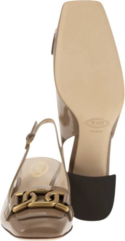 TOD'S Slingback Kate Pump met vierkante neus Beige Dames