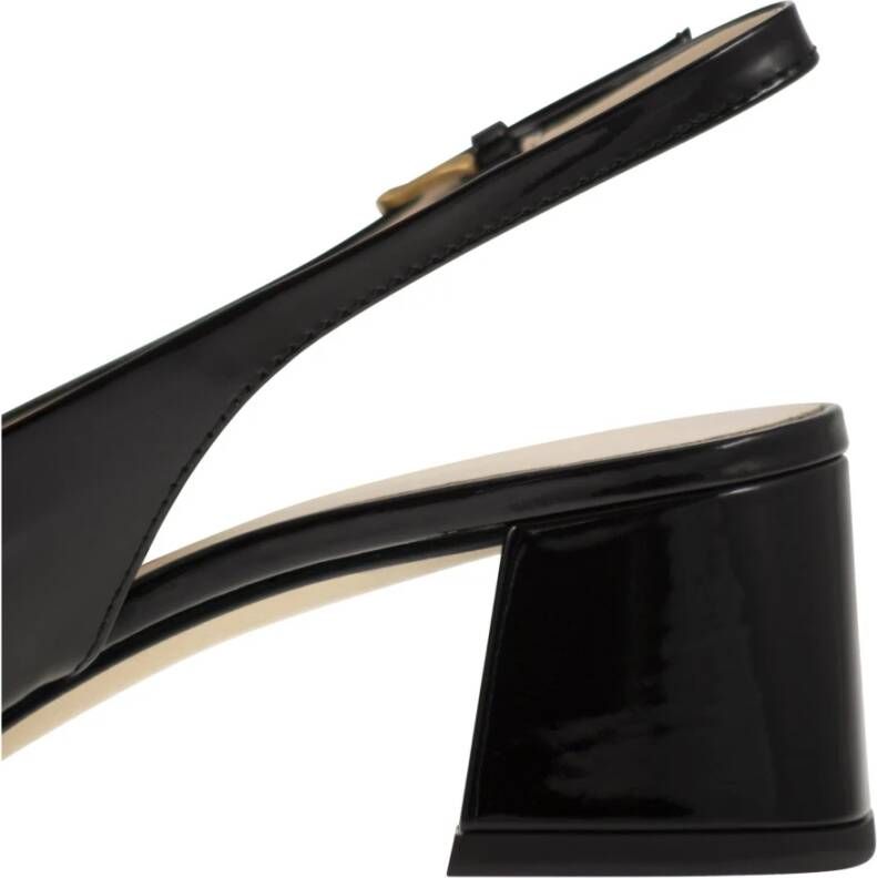 TOD'S Slingback Pomp met Vierkante Neus en Metalen Ketting Black Dames