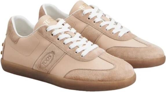 TOD'S Sneakers van suède en leer in blush Pink Dames