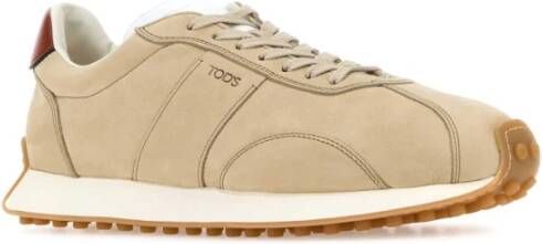 TOD'S Stijlvolle Beige Leren Sneakers Beige Heren